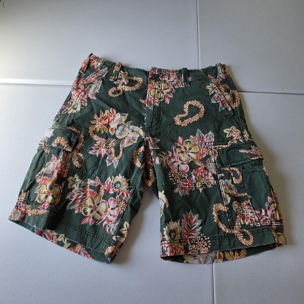 Denim & Supply Ralph Lauren Shorts Mens 38 Green Hawaiian Floral Cargo 11 Inseam